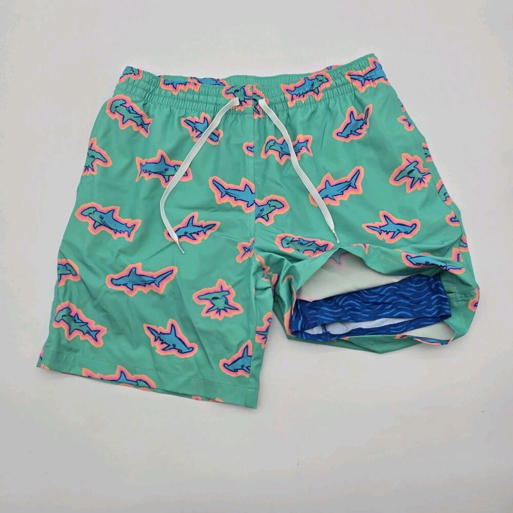 Chubbies Swim Trunks Youth 14 16 L Green Shark Apex Swimmers Shorts Boxer Liner